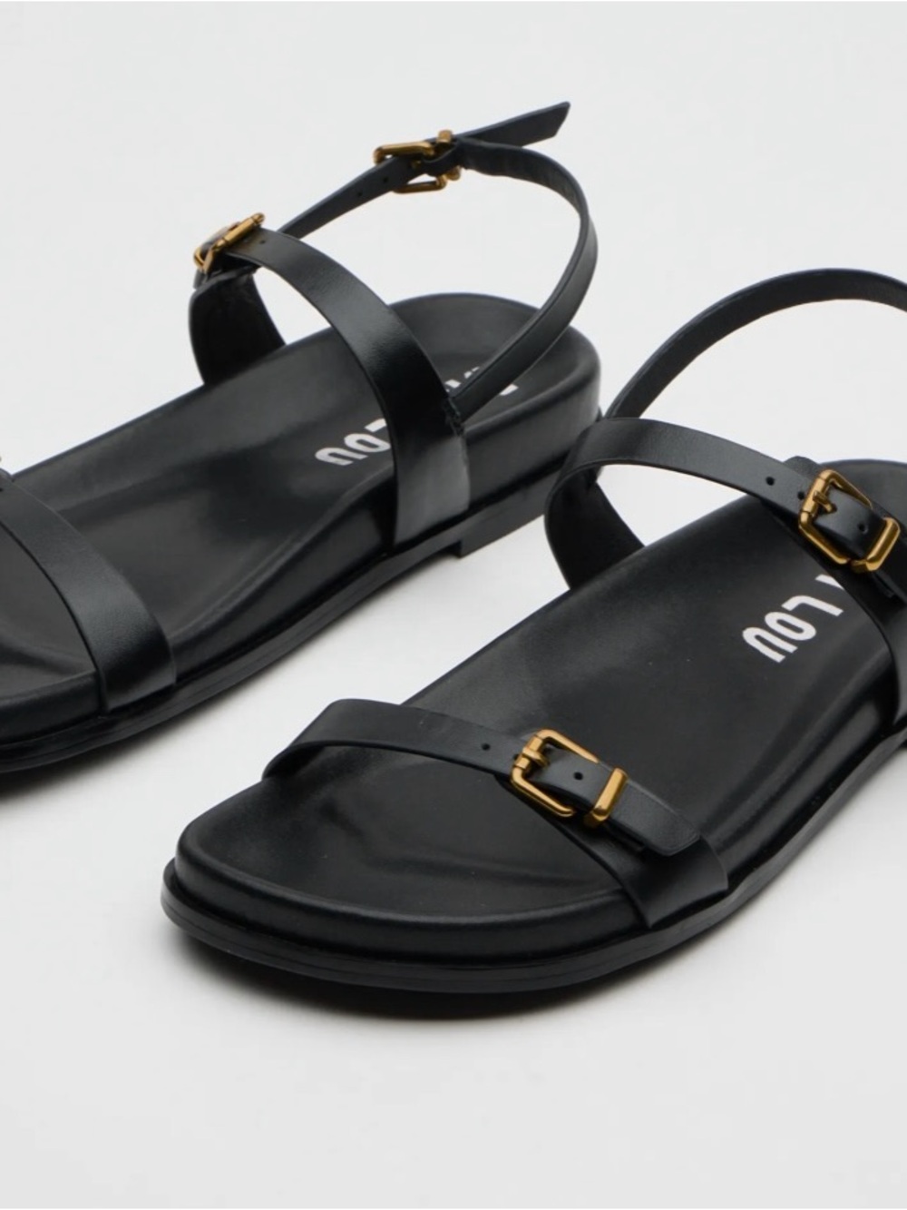 Black Strappy Buckle Sandals - Bibi Lou